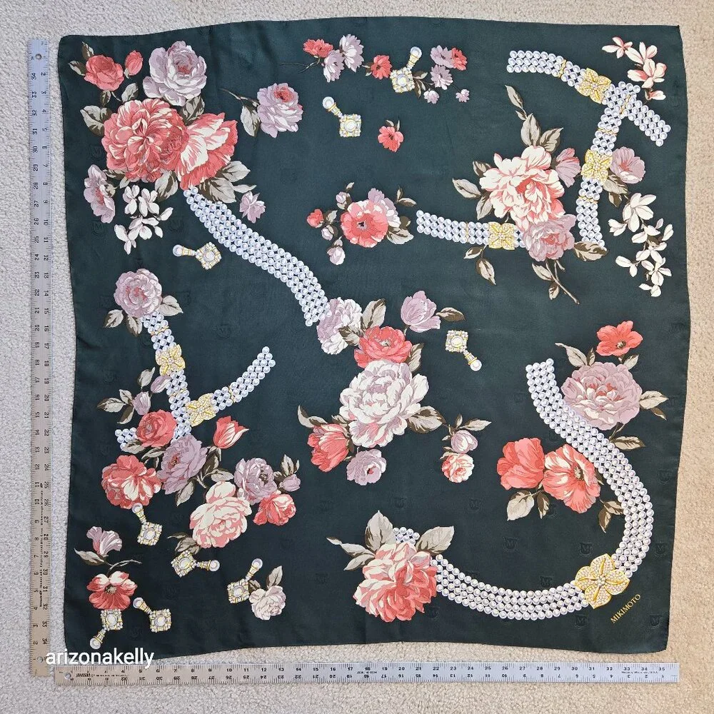 Mikimoto Silk Scarf in Perfect Condition Rare